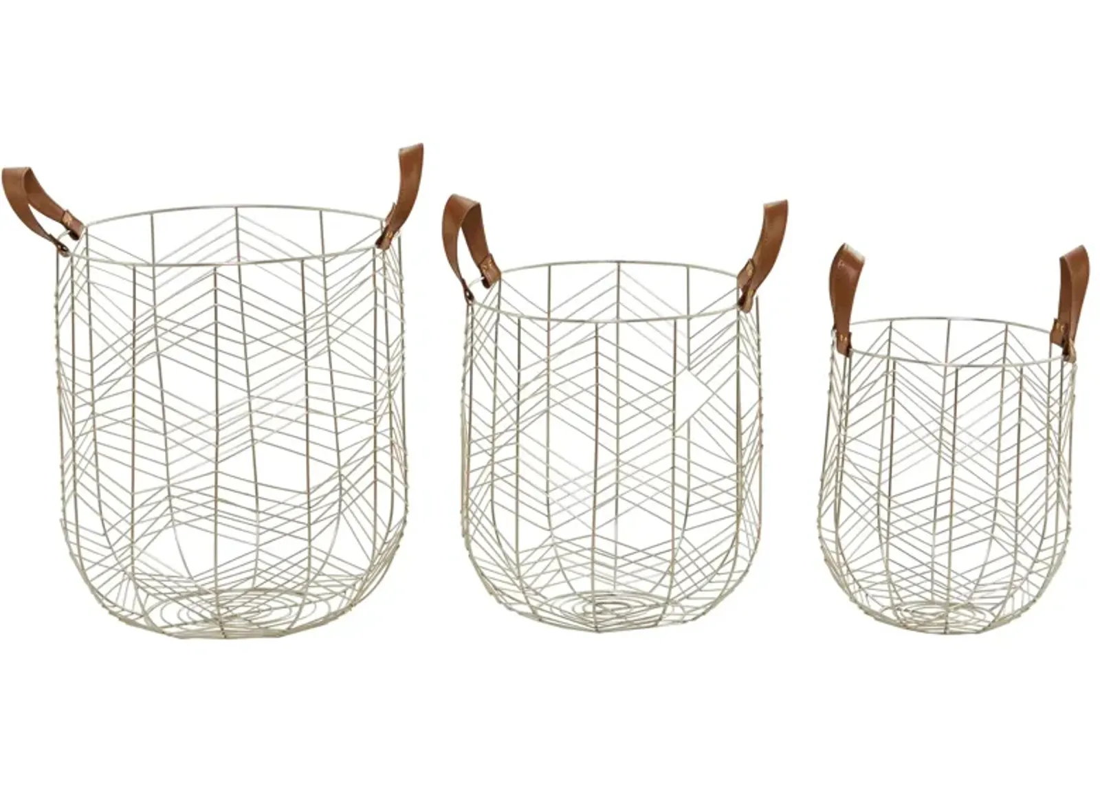 Ivy Collection Trotabout Baskets - Set of 3 in Silver by UMA Enterprises