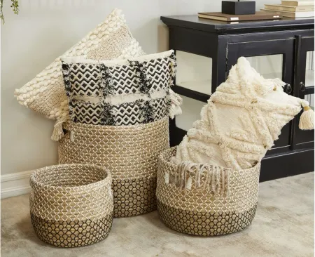 Ivy Collection Seagrass Storage Baskets - Set of 3 in Brown by UMA Enterprises
