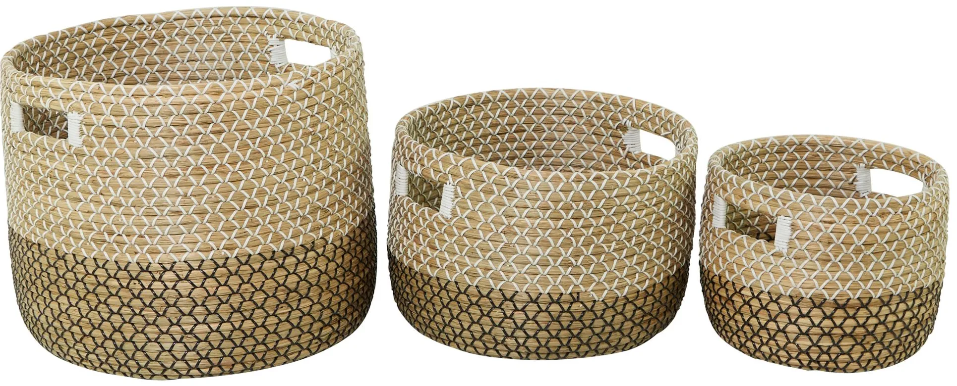 Ivy Collection Seagrass Storage Baskets - Set of 3 in Brown by UMA Enterprises