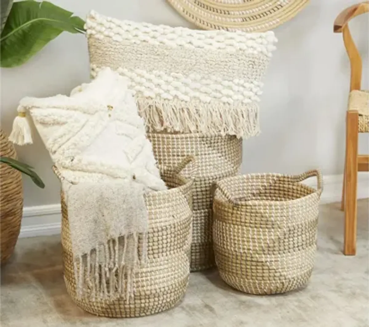 Ivy Collection Seagrass Storage Baskets - Set of 3