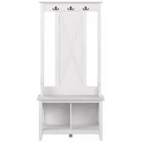 Key West Hall Tree with Shoe Storage Bench in Pure White Oak by Bush Industries