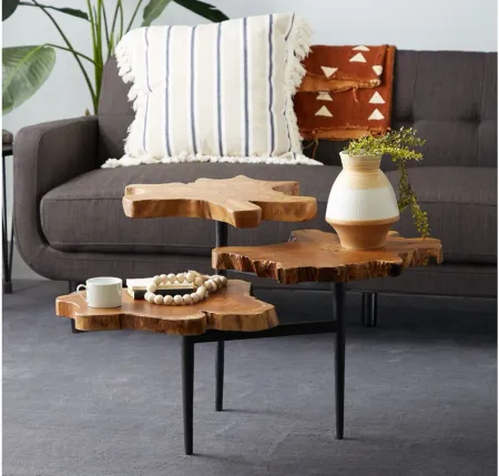 Ivy Collection Leaf Accent Table in Brown by UMA Enterprises