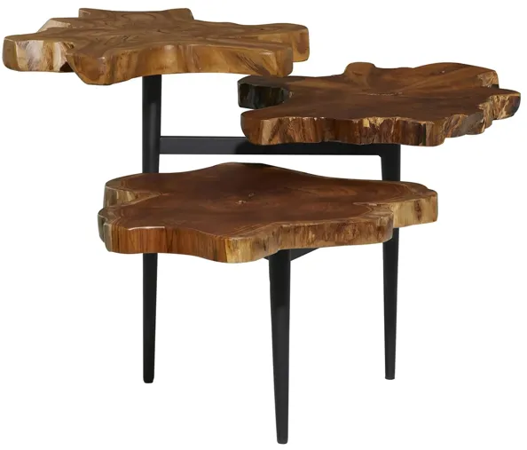 Ivy Collection Leaf Accent Table in Brown by UMA Enterprises