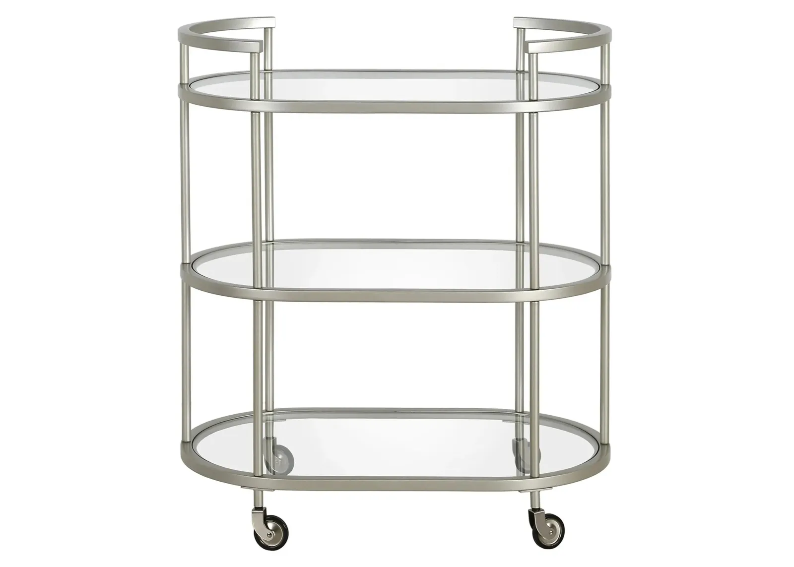 Cassie Bar Cart in Satin Nickel by Hudson & Canal