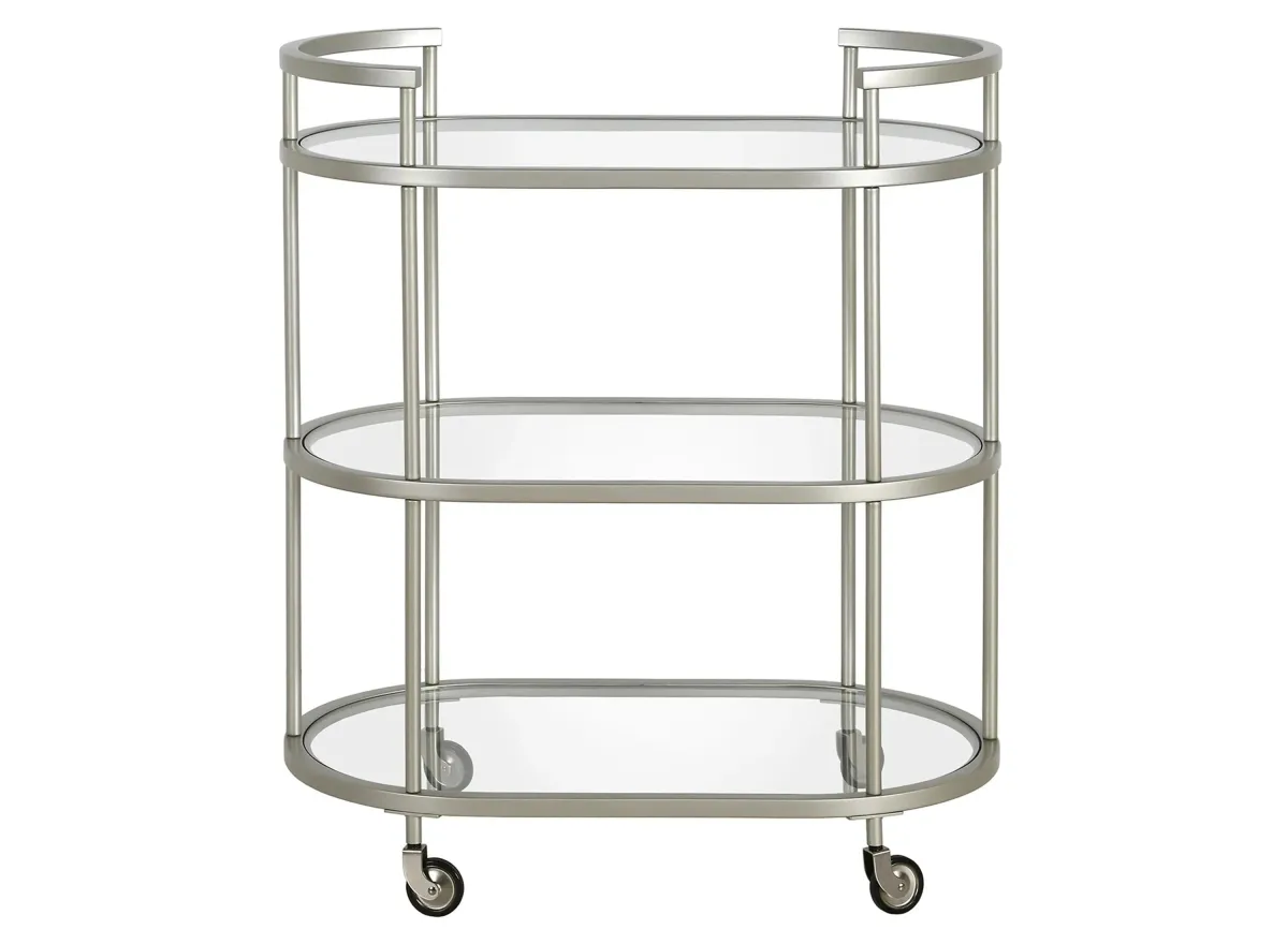 Cassie Bar Cart in Satin Nickel by Hudson & Canal