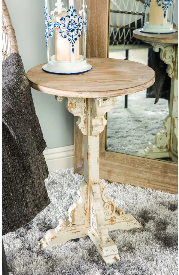 Ivy Collection Side Accent Table in White by UMA Enterprises