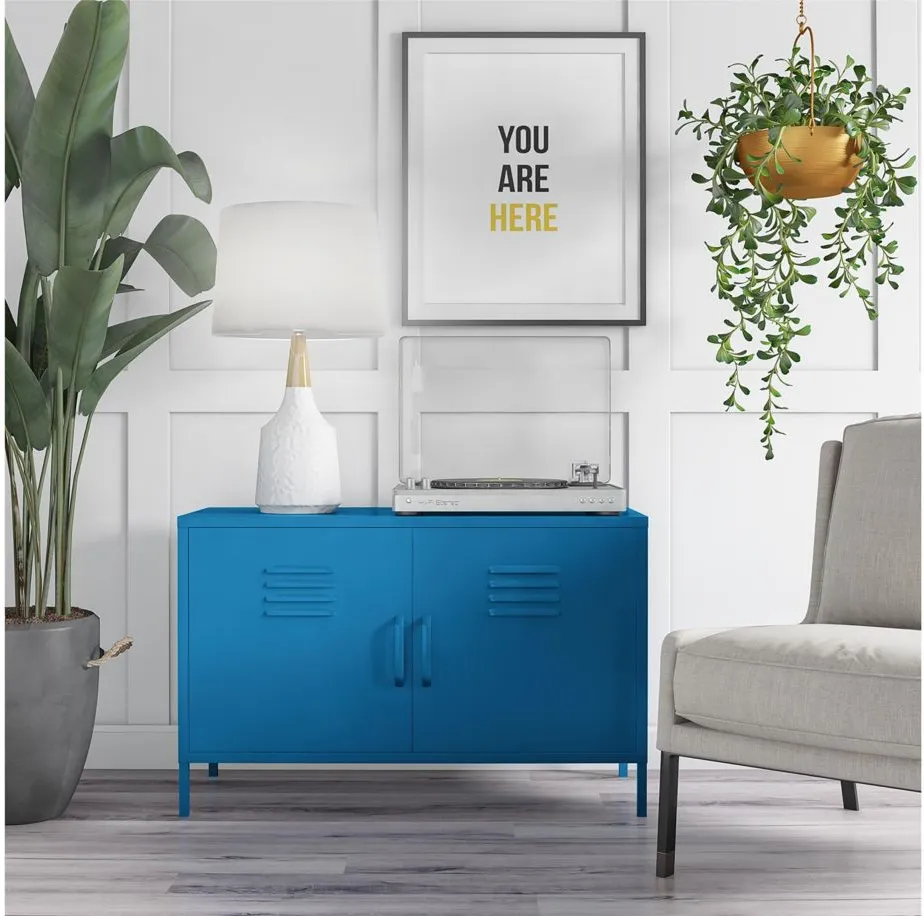 Novogratz Cache Two Door Metal Locker Accent Cabinet in Blue by DOREL HOME FURNISHINGS