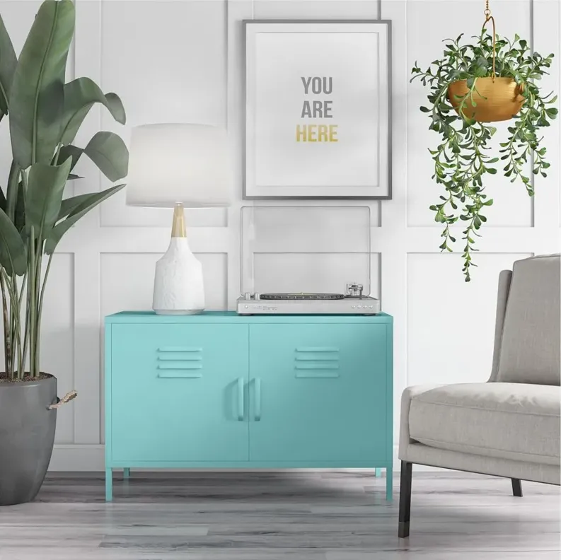 Novogratz Cache Two Door Metal Locker Accent Cabinet in Spearmint by DOREL HOME FURNISHINGS