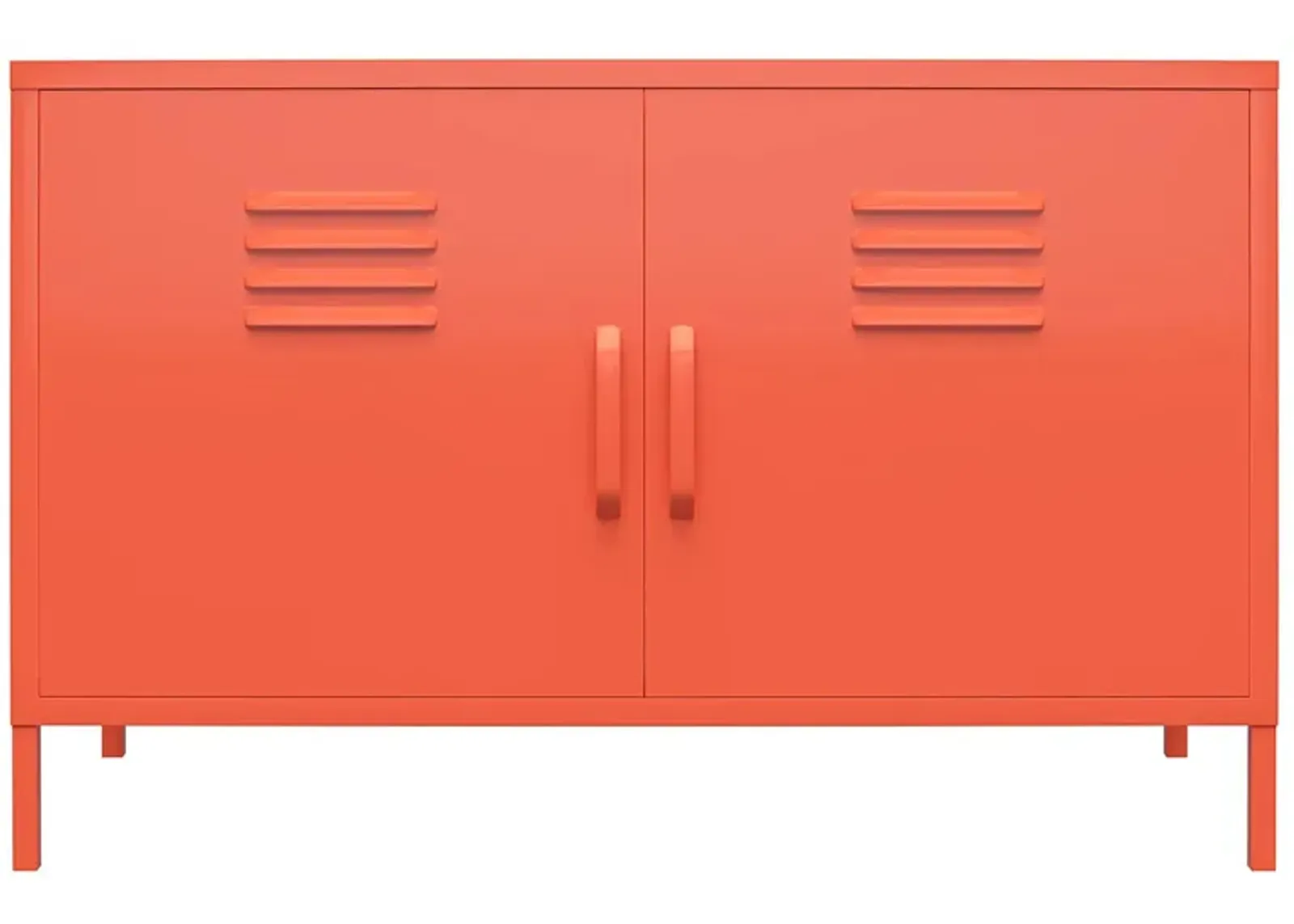 Novogratz Cache Two Door Metal Locker Accent Cabinet in Orange by DOREL HOME FURNISHINGS