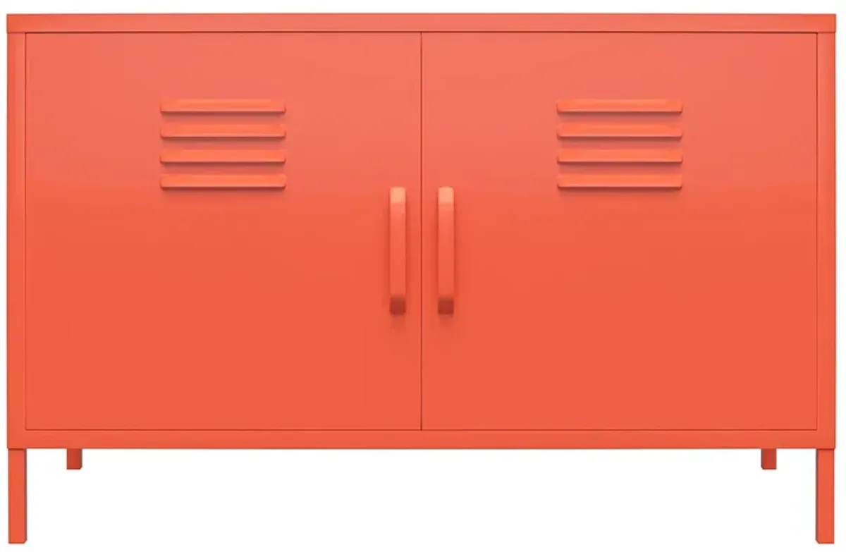 Novogratz Cache Two Door Metal Locker Accent Cabinet in Orange by DOREL HOME FURNISHINGS