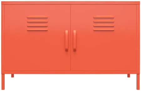 Novogratz Cache Two Door Metal Locker Accent Cabinet in Orange by DOREL HOME FURNISHINGS