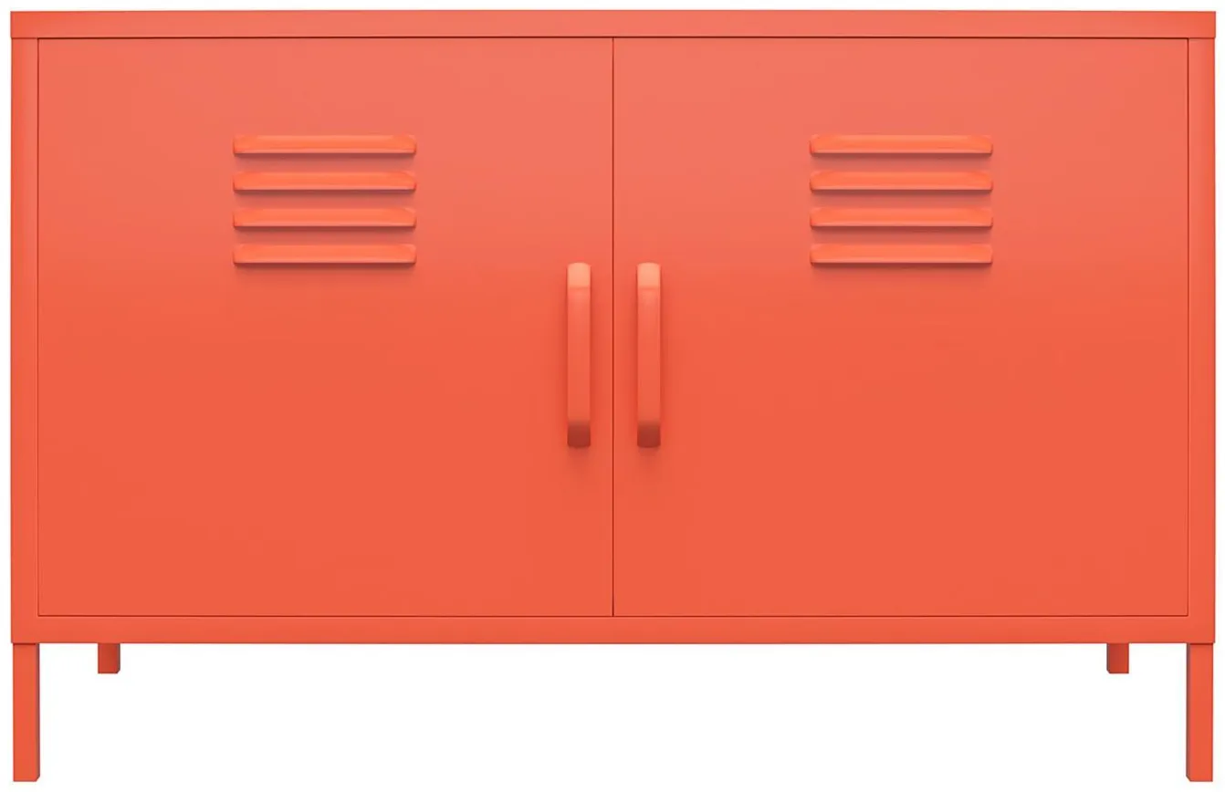 Novogratz Cache Two Door Metal Locker Accent Cabinet in Orange by DOREL HOME FURNISHINGS