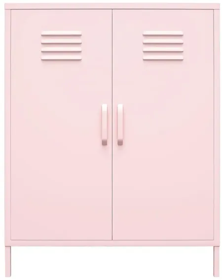 Novogratz Cache Two Door Metal Locker Storage Cabinet in Bashful by DOREL HOME FURNISHINGS