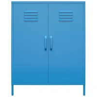 Novogratz Cache Two Door Metal Locker Storage Cabinet in Blue by DOREL HOME FURNISHINGS
