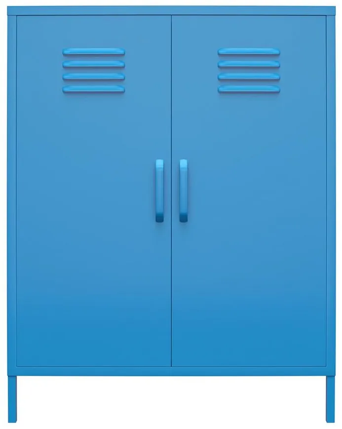 Novogratz Cache Two Door Metal Locker Storage Cabinet in Blue by DOREL HOME FURNISHINGS