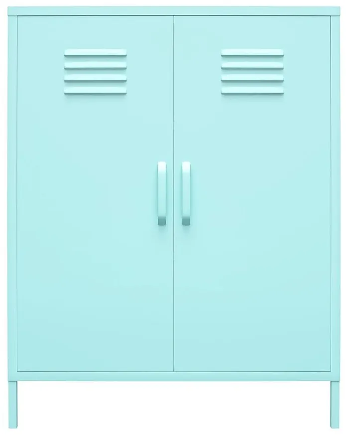 Novogratz Cache Two Door Metal Locker Storage Cabinet in Spearmint by DOREL HOME FURNISHINGS