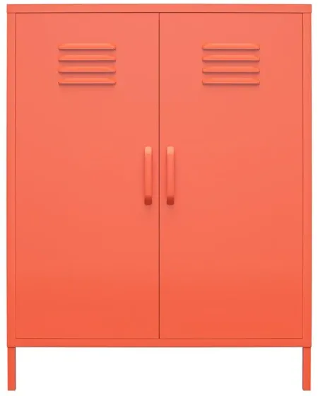 Novogratz Cache Two Door Metal Locker Storage Cabinet in Orange by DOREL HOME FURNISHINGS