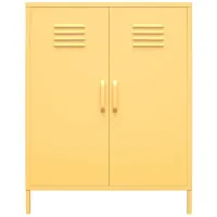 Novogratz Cache Two Door Metal Locker Storage Cabinet in Yellow by DOREL HOME FURNISHINGS