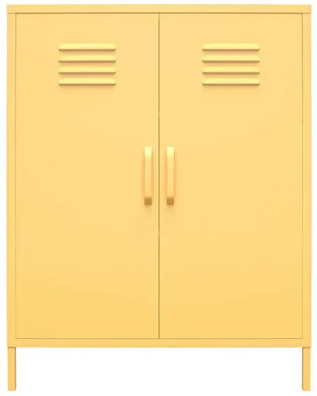 Novogratz Cache Two Door Metal Locker Storage Cabinet in Yellow by DOREL HOME FURNISHINGS