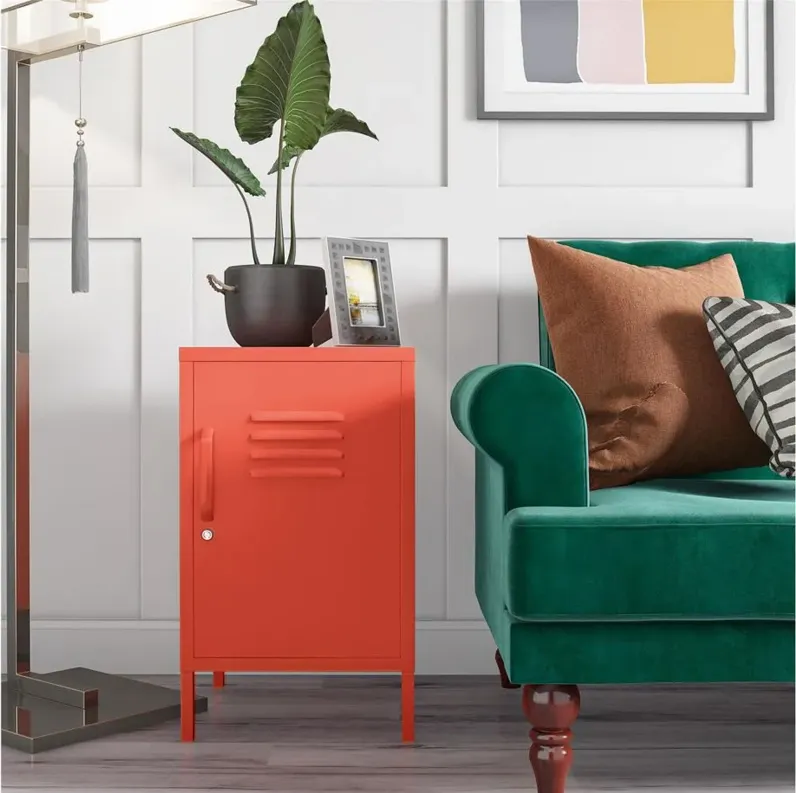 Novogratz Cache Metal Locker End Table in Orange by DOREL HOME FURNISHINGS