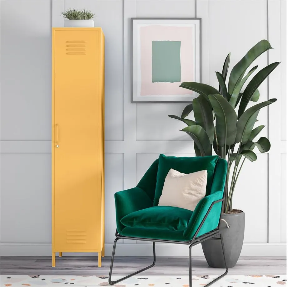 Novogratz Cache Single Metal Locker Storage Cabinet in Yellow by DOREL HOME FURNISHINGS