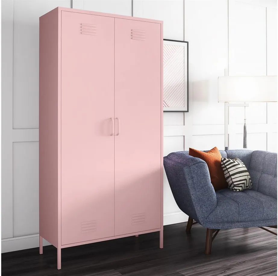 Novogratz Cache Tall Two Door Metal Locker Cabinet in Bashful by DOREL HOME FURNISHINGS