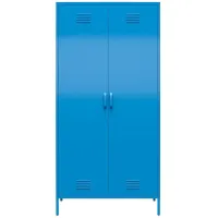 Novogratz Cache Tall Two Door Metal Locker Cabinet in Bright Blue by DOREL HOME FURNISHINGS