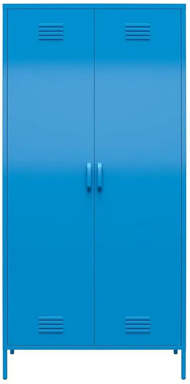 Novogratz Cache Tall Two Door Metal Locker Cabinet in Bright Blue by DOREL HOME FURNISHINGS