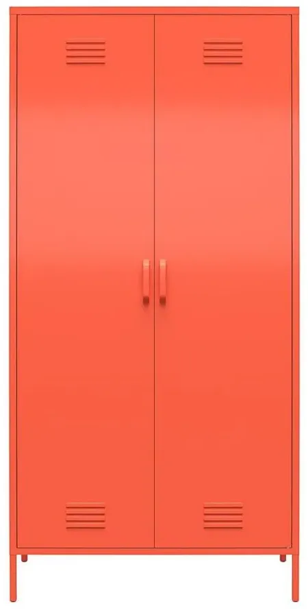 Novogratz Cache Tall Two Door Metal Locker Cabinet in Orange by DOREL HOME FURNISHINGS