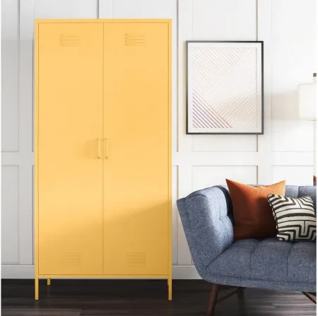Novogratz Cache Tall Two Door Metal Locker Cabinet in Sunlight Yellow by DOREL HOME FURNISHINGS