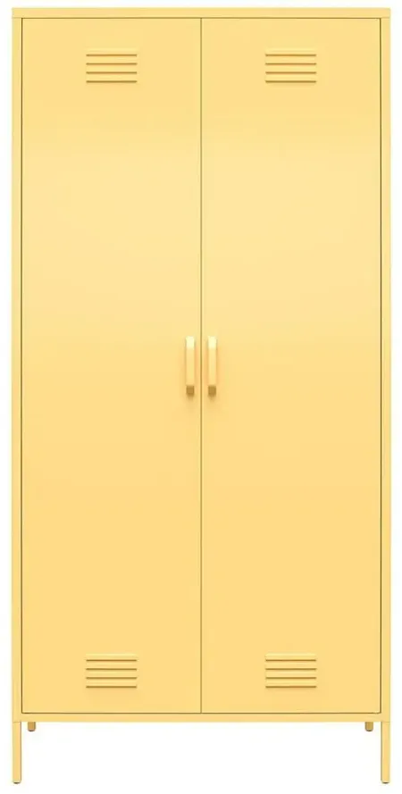 Novogratz Cache Tall Two Door Metal Locker Cabinet in Sunlight Yellow by DOREL HOME FURNISHINGS