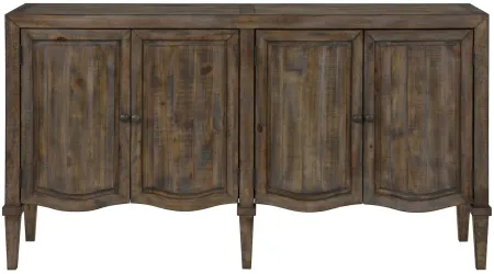 Brink Credenza in Medium to Light Brown with a dark grey chatter and texture by Coast To Coast Imports