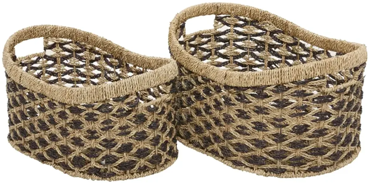 Ivy Collection Seagrass Storage Basket - Set of 2 in Brown by UMA Enterprises