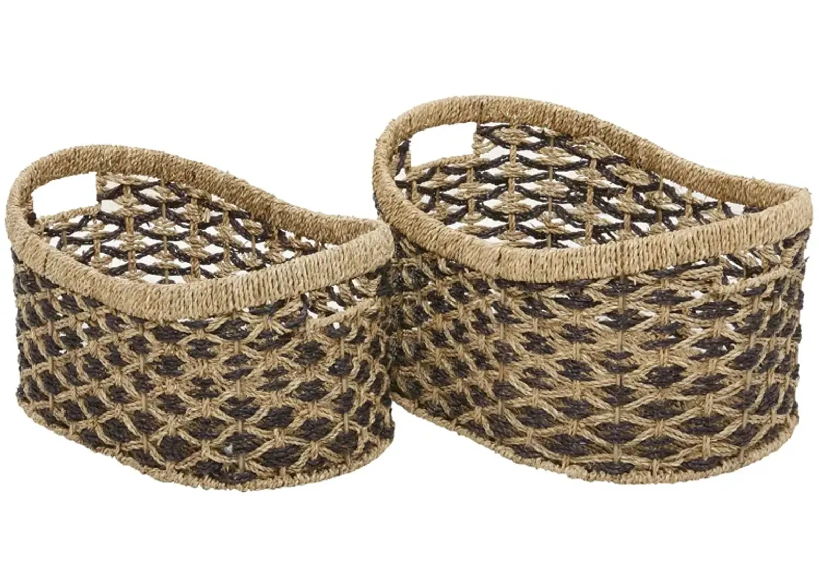 Ivy Collection Seagrass Storage Basket - Set of 2 in Brown by UMA Enterprises