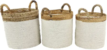 Ivy Collection Storage Basket - Set of 3 in White by UMA Enterprises