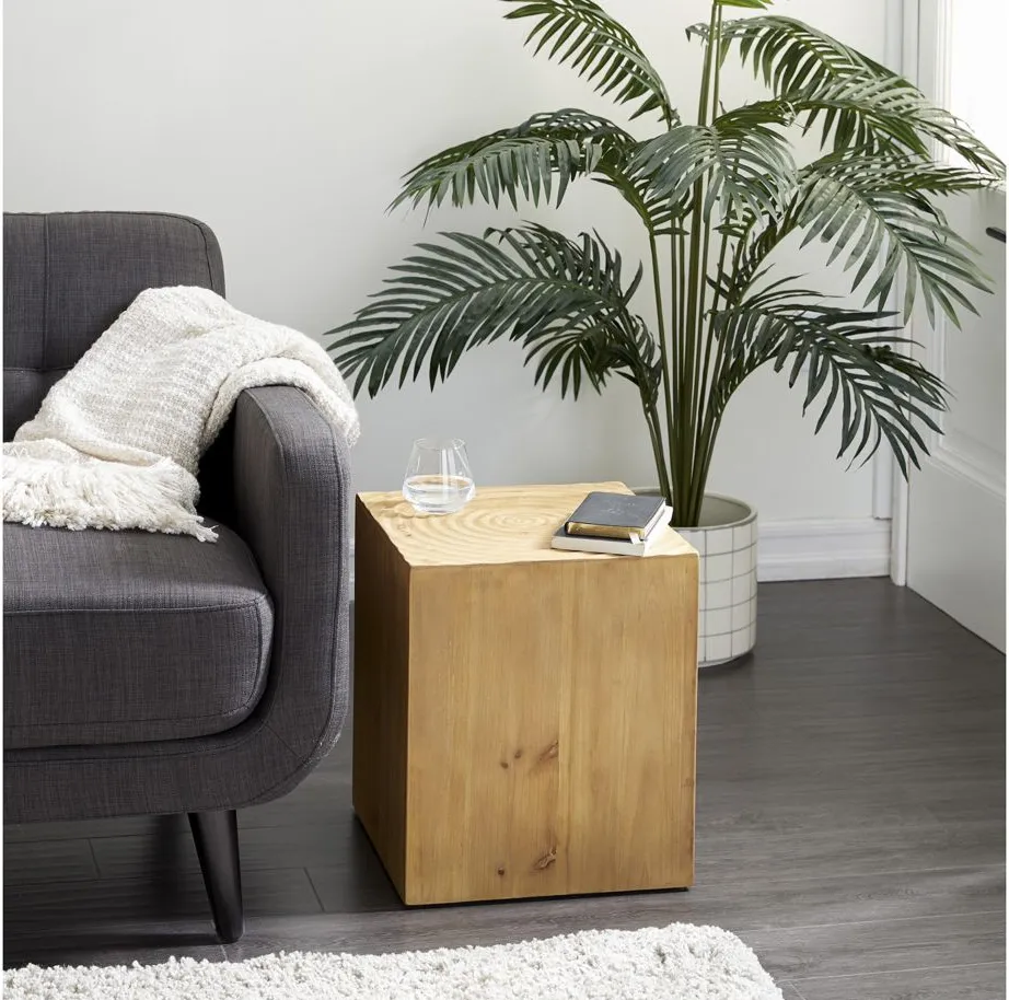 Ivy Collection Cube Accent Table in Brown by UMA Enterprises