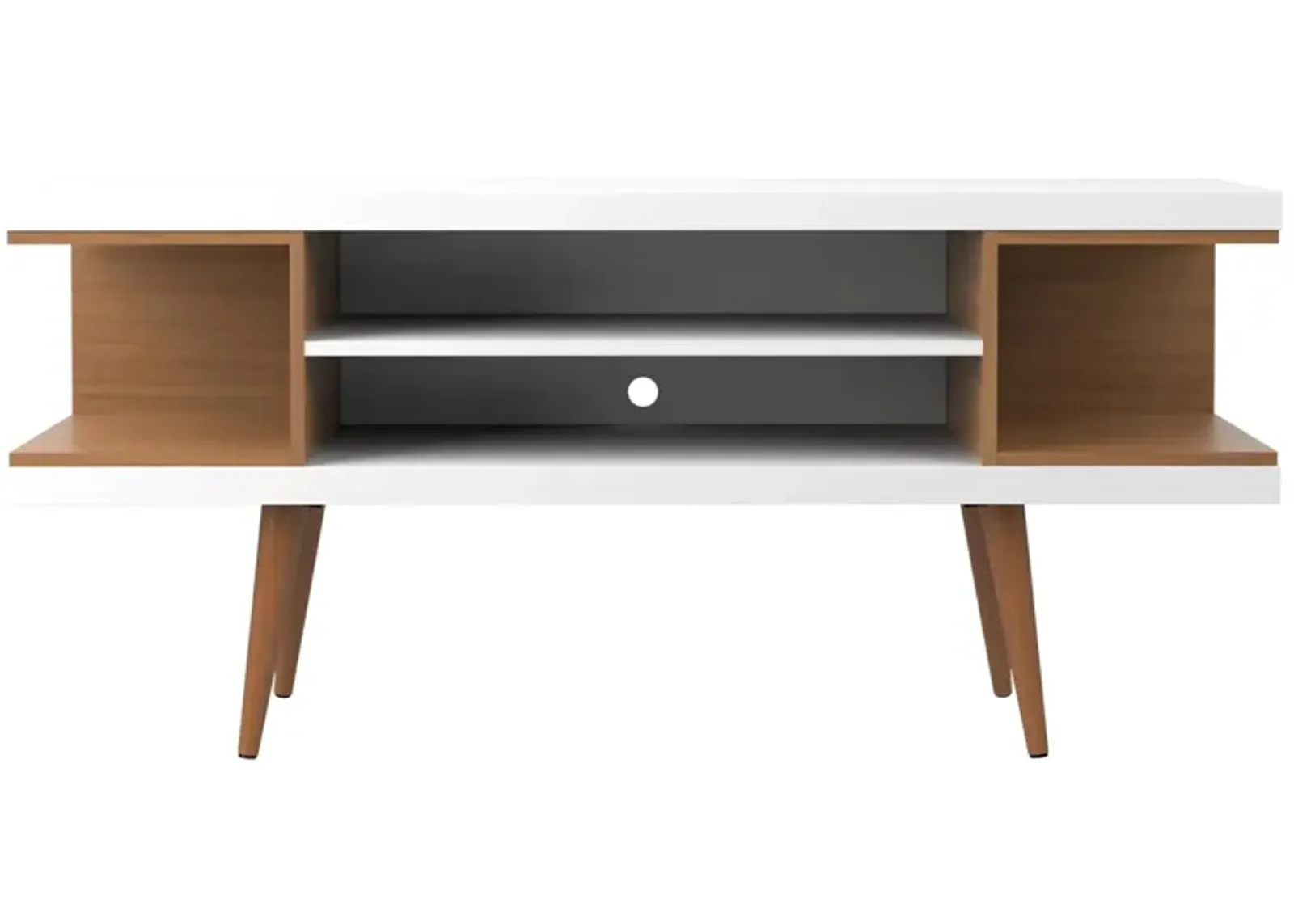 Utopia 53" TV Stand in White Gloss and Maple Cream by Manhattan Comfort