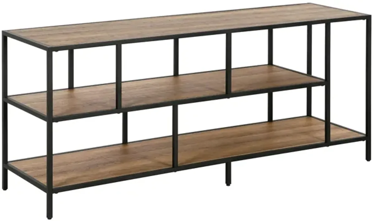 Zinnia 55" TV Stand with Rustic Oak Shelves