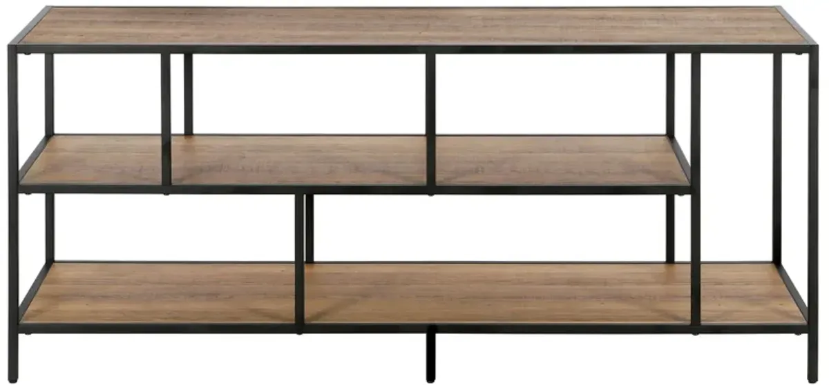Zinnia 55" TV Stand with Rustic Oak Shelves