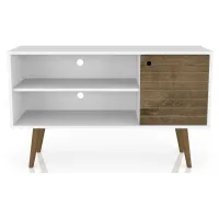 Liberty 42" TV Stand in White and Rustic Brown by Manhattan Comfort