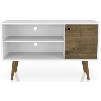 Liberty 42" TV Stand in White and Rustic Brown by Manhattan Comfort
