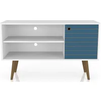 Liberty 42" TV Stand in White and Aqua Blue by Manhattan Comfort