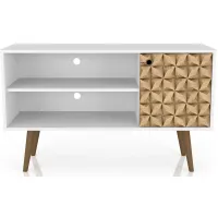 Liberty 42" TV Stand in White and 3D Brown Prints by Manhattan Comfort