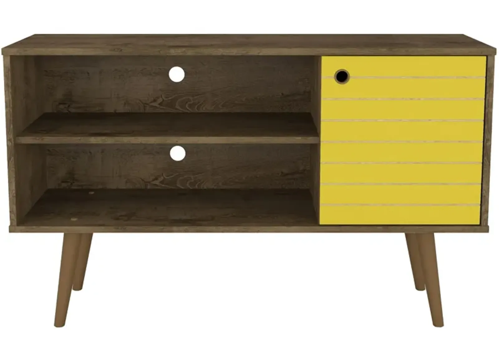 Liberty 42" TV Stand in Rustic Brown and Yellow by Manhattan Comfort