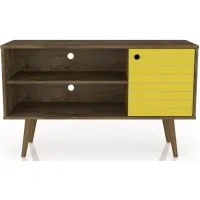 Liberty 42" TV Stand in Rustic Brown and Yellow by Manhattan Comfort