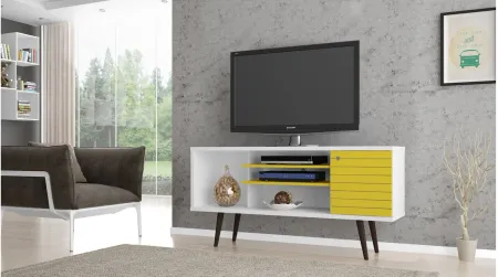 Liberty 53" TV Stand in White and Yellow by Manhattan Comfort