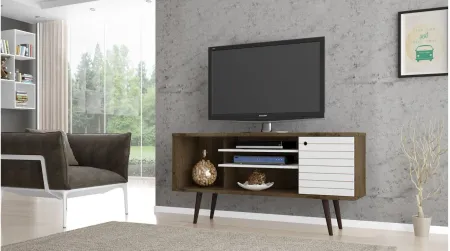 Liberty 53" TV Stand in Rustic Brown and White by Manhattan Comfort