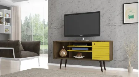 Liberty 53" TV Stand in Rustic Brown and Yellow by Manhattan Comfort