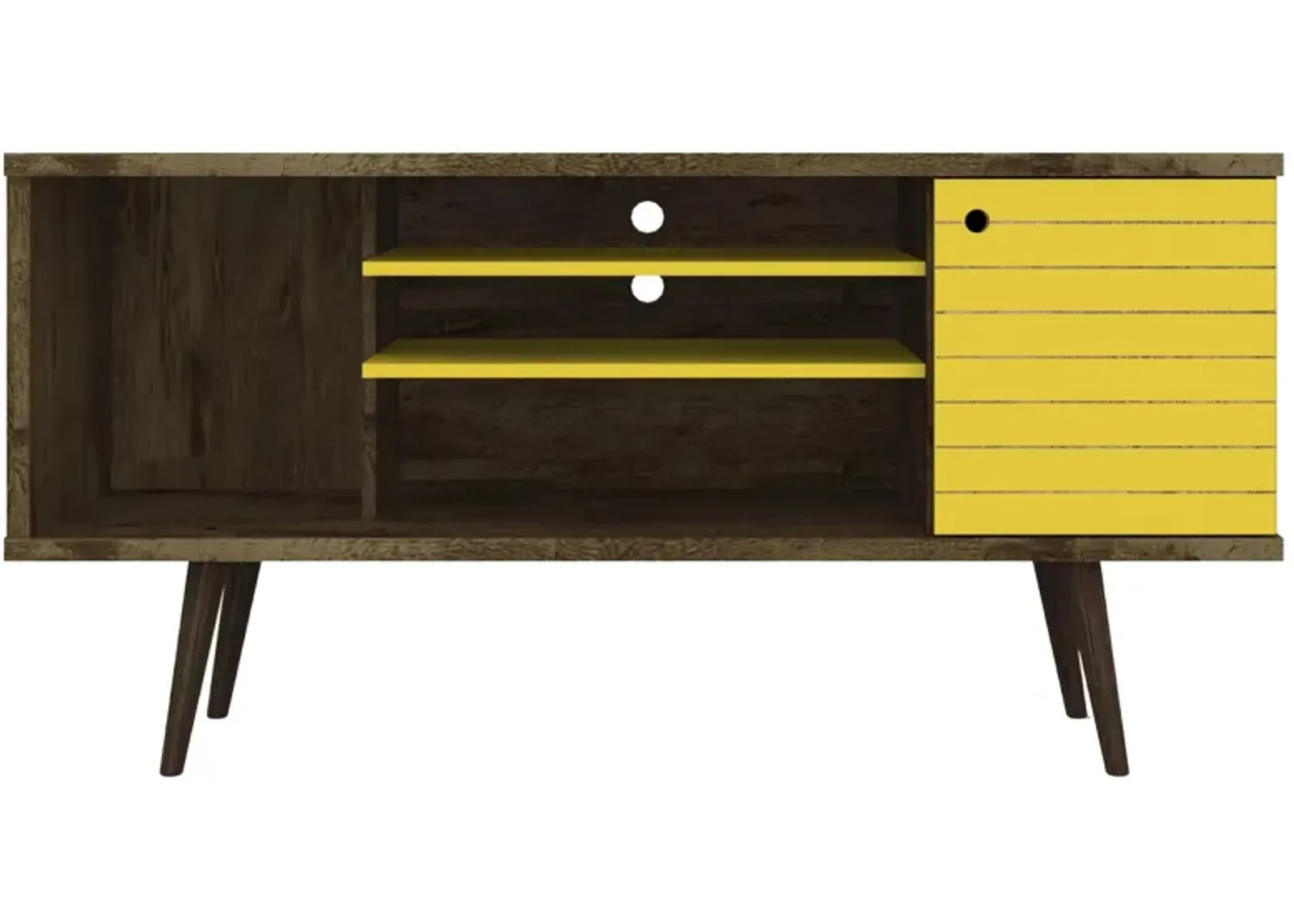 Liberty 53" TV Stand in Rustic Brown and Yellow by Manhattan Comfort