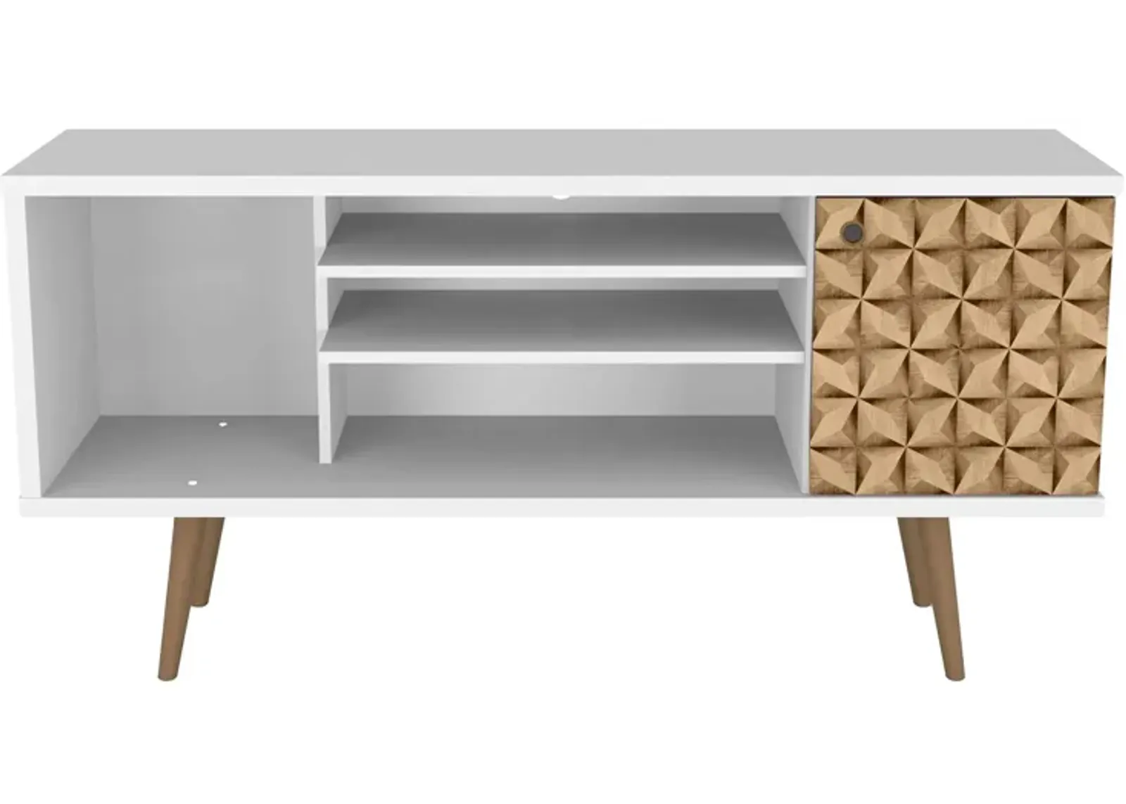 Liberty 53" TV Stand in White and 3D Brown Prints by Manhattan Comfort